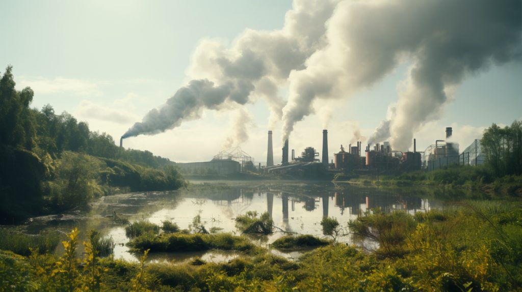 Factory producing co2 pollution