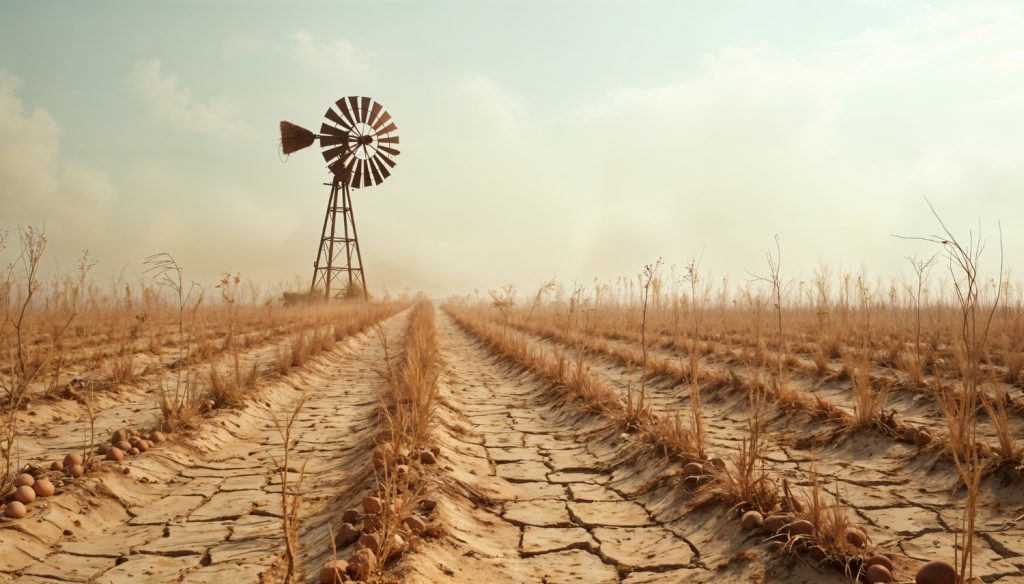 Landscape of cracked earth from drought
