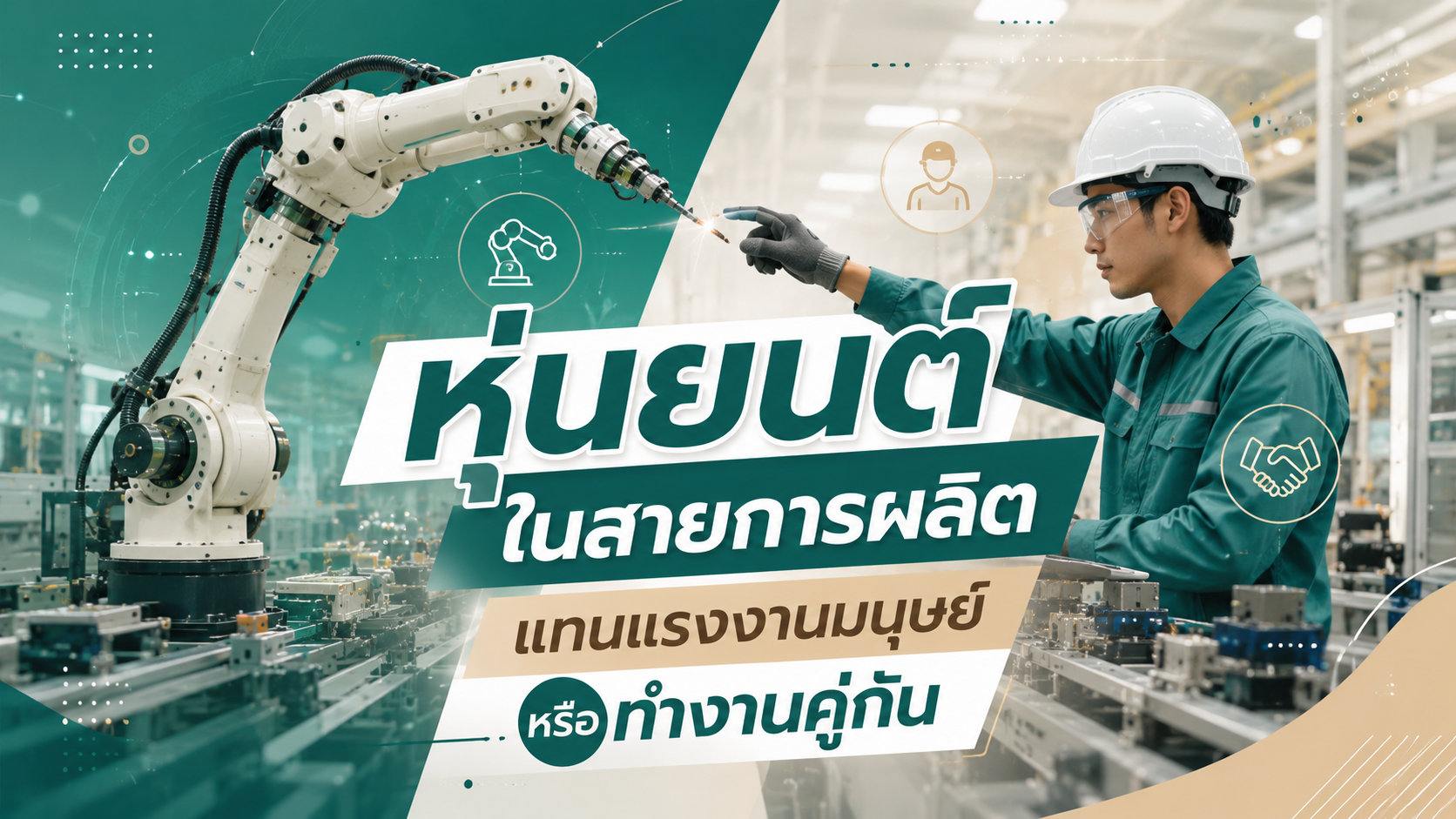 หุ่นยนต์ในสายการผลิต แทนแรงงานมนุษย์หรือทำงานคู่กัน
