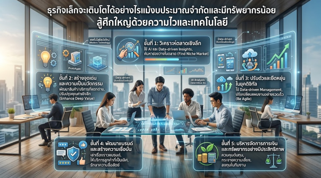 ธุรกิจเล็กจะเติบโตได้อย่างไรแม้งบประมาณจำกัดและมีทรัพยากรน้อย สู้ศึกใหญ่ด้วยความไวและเทคโนโลยี